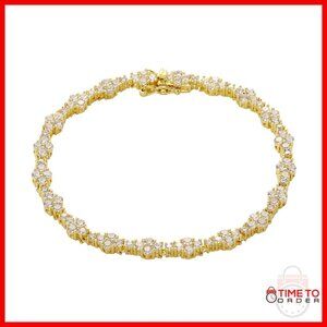 14K Gold Plated Cubic Zirconia Anklet 9 Inch Link Chain